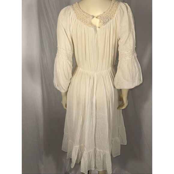 Vintage Danuta Kraft San Francisco White Boho Prairie Maxi Dress – Crochet Flora - Picture 7 of 14